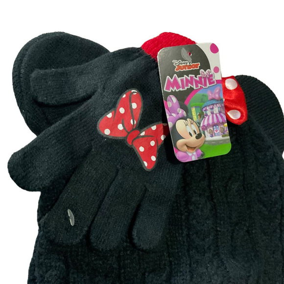 Disney Junior Girl’s Youth Minnie Mouse Beanie and Gloves Set One Size - Picture 3 of 13